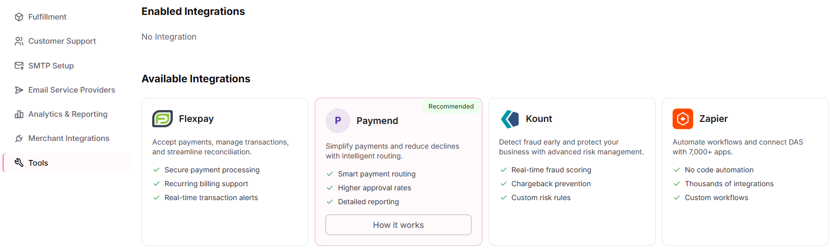 Tools tab of the Plugins Center with the Paymend card