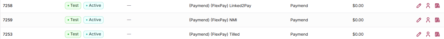 Linked Paymend processors in the Processors list