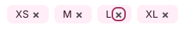 Option values with the × button to remove them